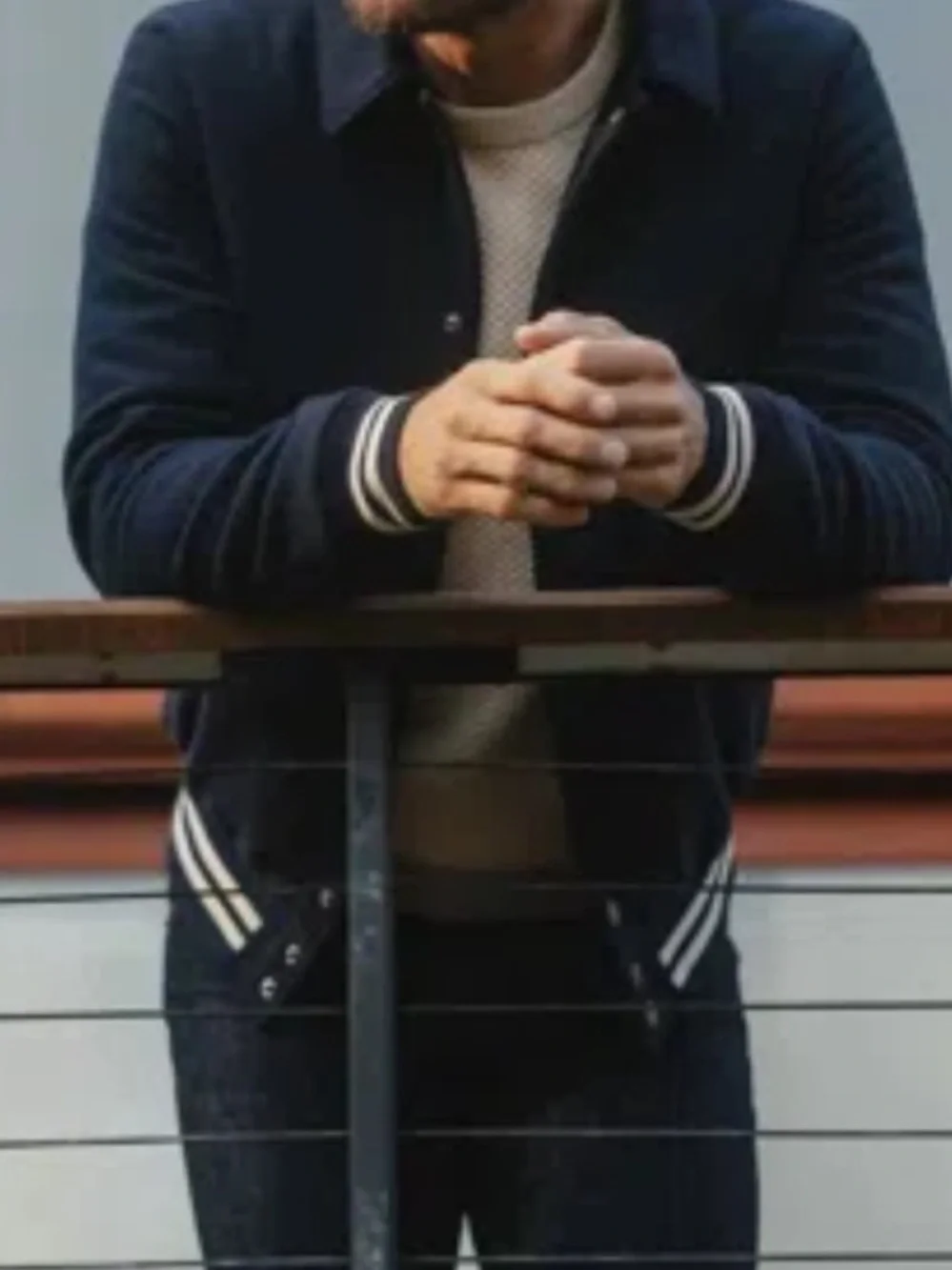 The Normal Brand Navy Bomber-Style Varsity Jacket